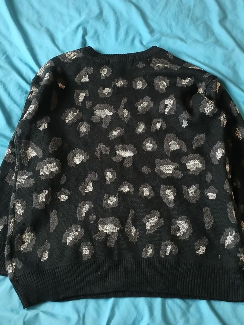 Kendall & Kylie Black Sweater with Metallic Leopard Spots